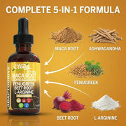 AdaptoDrive - Maca Root Ashwagandha Fenugreek Beet Root L-Arginine Liquid Drops