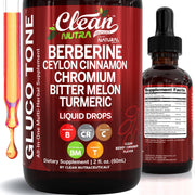 Gluco Tone - Berberine Ceylon Cinnamon Chromium Bitter Melon Turmeric Liquid Drops